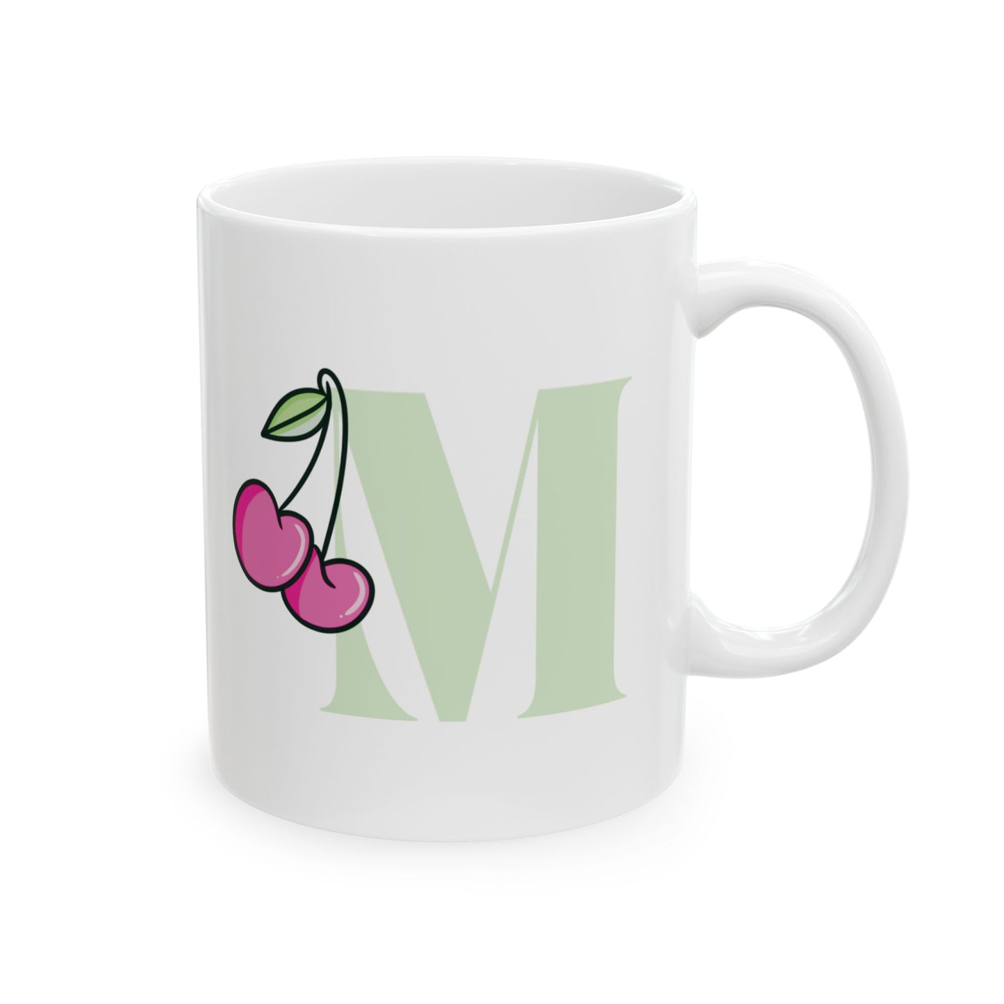 Monogram Ceramic Mug with Cherries