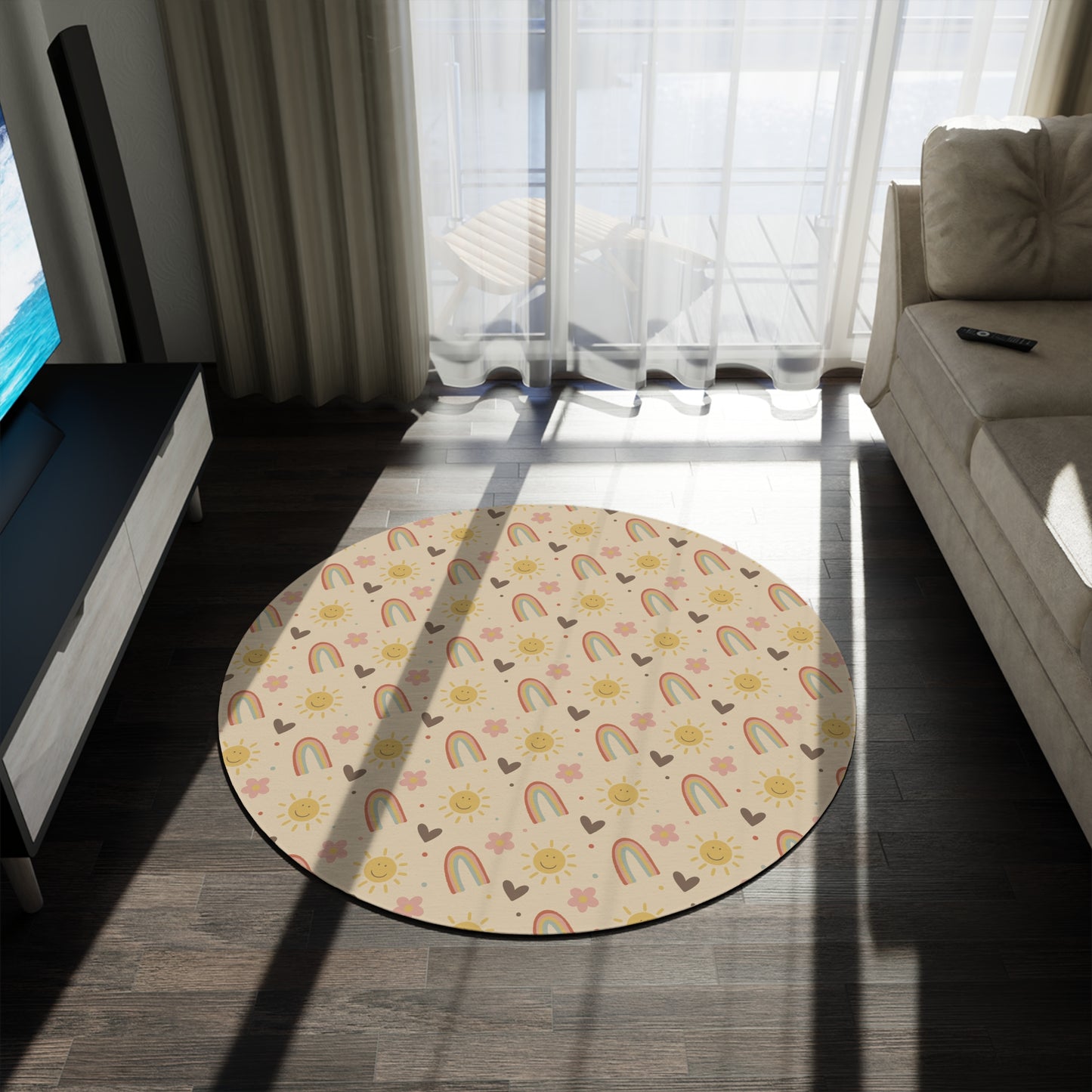 Dreamy Days – Boho Round Nursery Rug - Neutral Playroom Rug