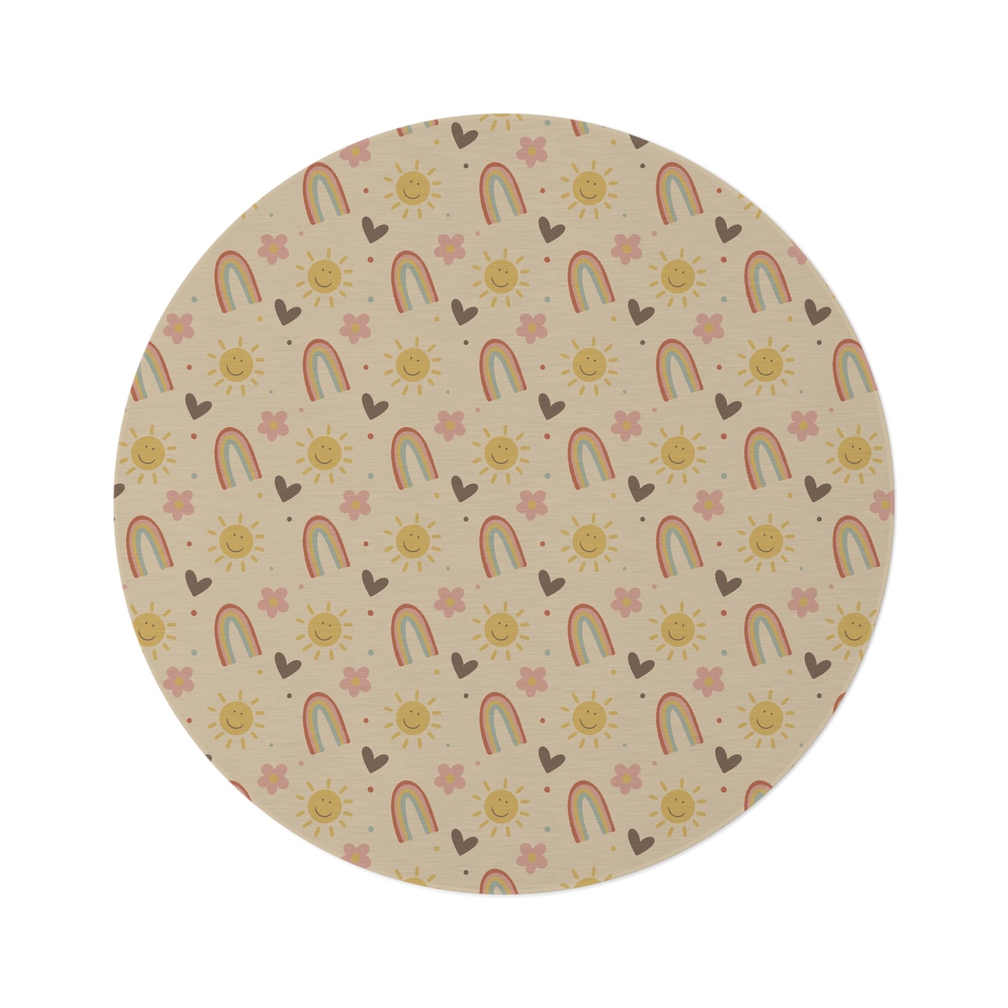 Dreamy Days – Boho Round Nursery Rug - Neutral Playroom Rug