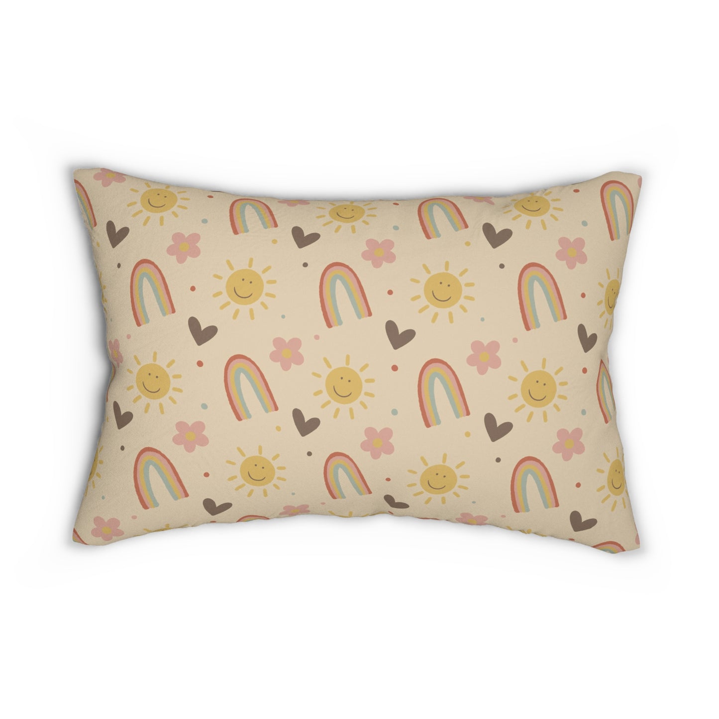 Cheerful Rainbow Nursery Lumbar Pillow – Boho Chic Nursery Pillow