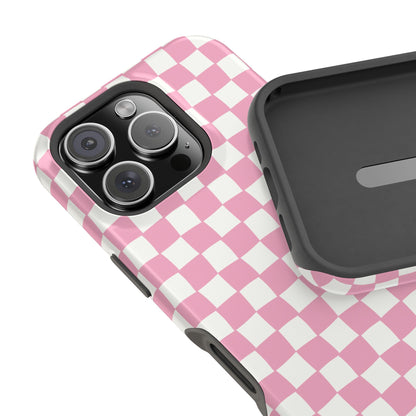 Retro Phone Case for iPhone | Pink Checkered Phone Case