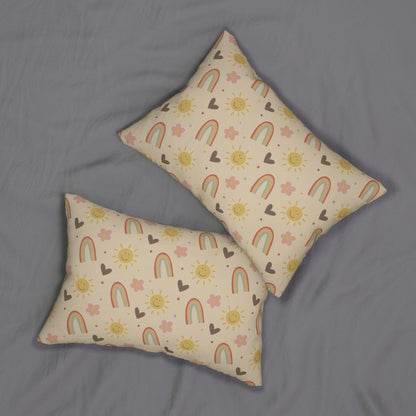 Cheerful Rainbow Nursery Lumbar Pillow – Boho Chic Nursery Pillow