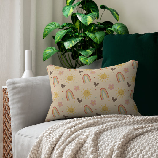 Cheerful Rainbow Nursery Lumbar Pillow – Boho Chic Nursery Pillow
