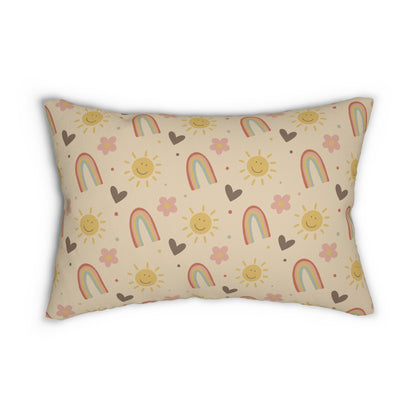 Cheerful Rainbow Nursery Lumbar Pillow – Boho Chic Nursery Pillow