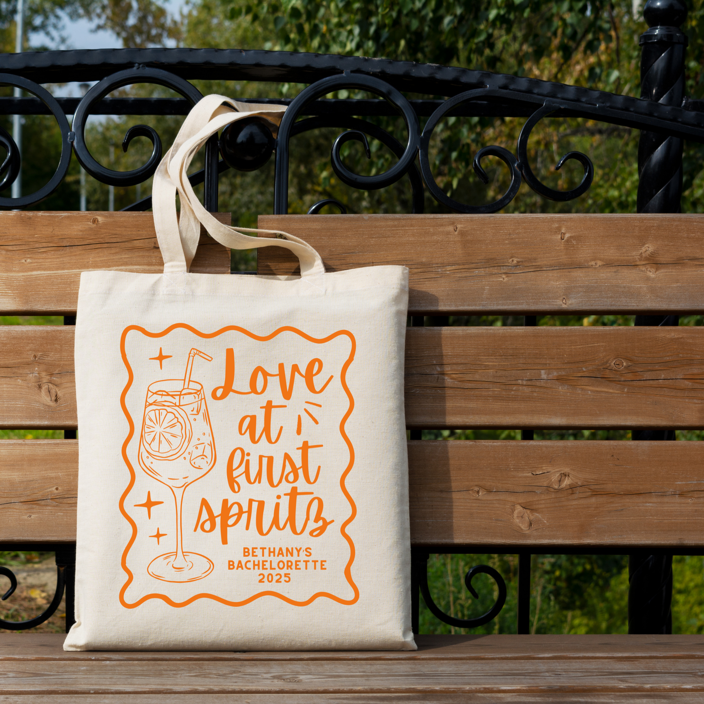 Love at First Spritz Bachelorette Tote Bag – Aperol Spritz Theme Bachelorette