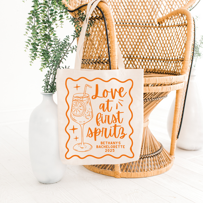 Love at First Spritz Bachelorette Tote Bag – Aperol Spritz Theme Bachelorette