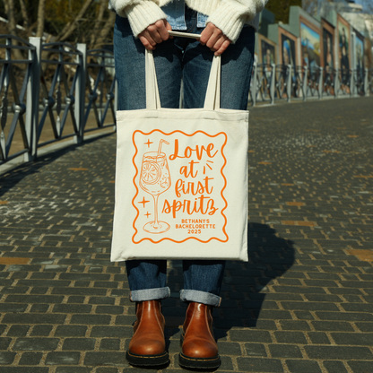 Love at First Spritz Bachelorette Tote Bag – Aperol Spritz Theme Bachelorette